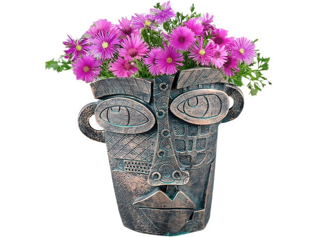 Bronze Abstract Face Planter Pots Unique Head Plant Pots Funny Face Flower Pot for Indoor Plants Home Art Table Decoration