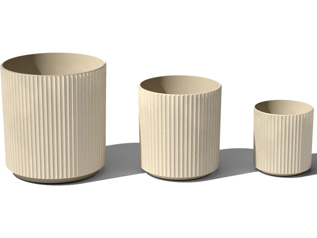Veradek Demi Series Set of 3 Round Planters for Porch, Patio, Backyard Durable Plastic-Concrete Material Modern Décor for Tall Plants, Flower