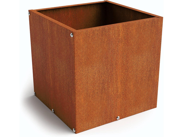 Corten Steel Cube Outdoor Planter Box, Rustic & Modern Farmhouse Design, Large Raised Metal Garden Bed for Commercial & Residential Use (12in x 12in)
