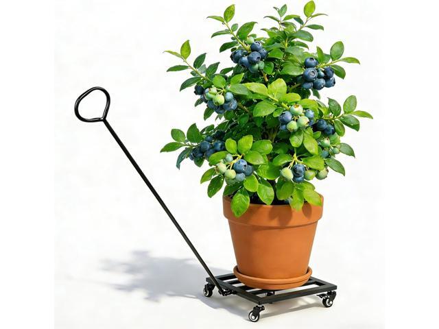 14 Inch Plant Dolly with Wheels - Heavy Duty Steel Caddy for Indoor & Outdoor Pots, 360° Rotating Rollers, Detachable Handle, High Capacity for...