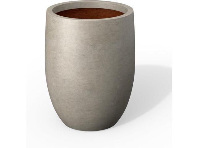 Kante 11.8 Inch Tall Concrete Planter, Large Indoor Outdoor Plant Pot with Drainage, Smooth Weathered Concrete Finish with Painted Interior, Ideal...