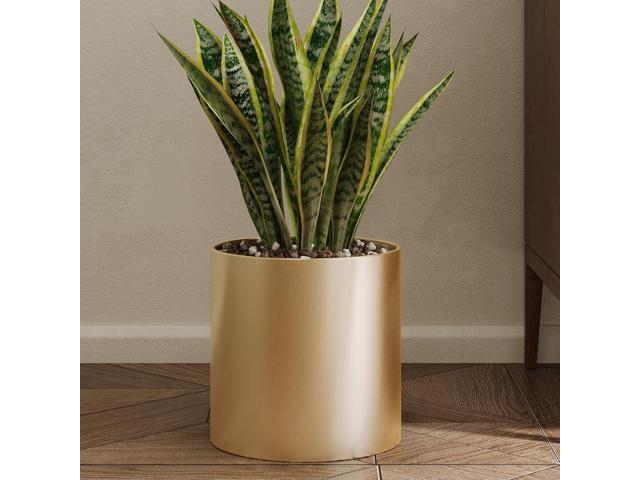 Metal Plant Pot with Drainage Hole,Mid Century Modern 7 inch Round Pot Indoor Outdoor Planters Gift for Decorative Pots of Tabletop Living Room.