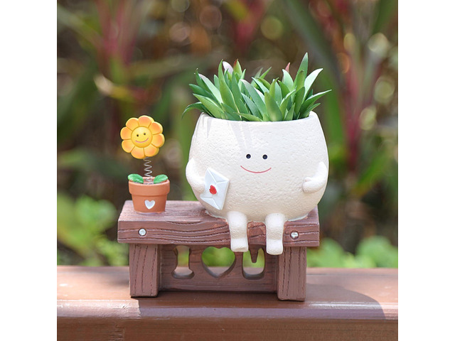 Smiley Face Planter Pots Cute Plant Pot for Plants, Funny Swing Sunflower Pots Succulents Live Planters Gift Idea for Mother Lover Christmas