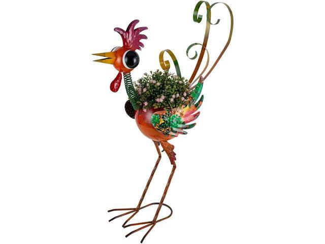 Rooster Decor Outdoor Planter,24.8 Inch Tall Metal Yard Decor Planters for Outdoor Plants, Weather-Resistant Outdoor Flower Pots for Garden Patio...