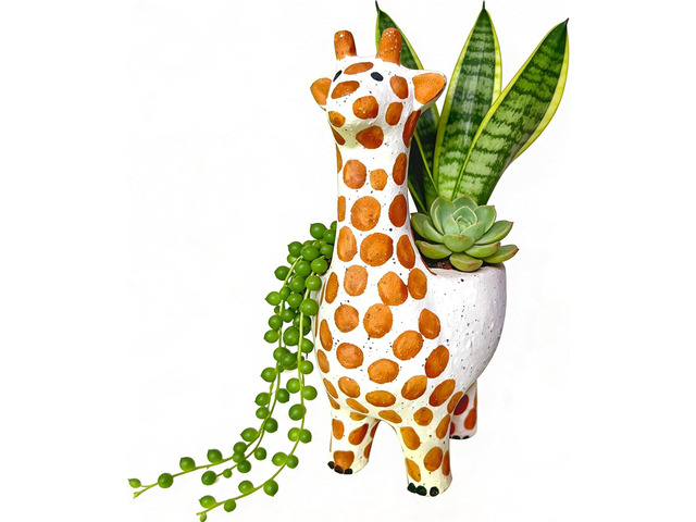 Large 9.65 Ceramic Giraffe Planter Pot-Animal Shaped Flower Pot Planter for Indoor/Outdoor Succulent/Cactus/Bonsai-Garden Office Home Decor for...