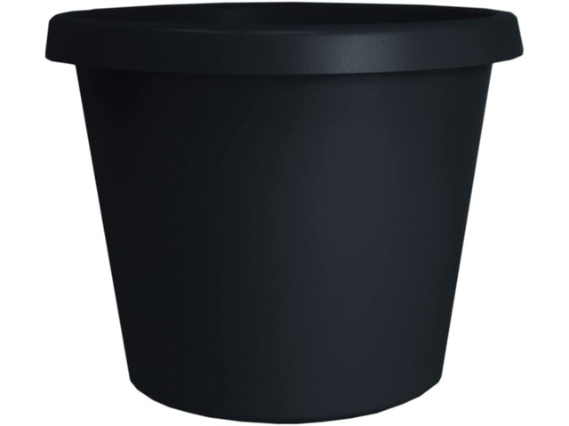 The HC Companies 10 Inch Round Prima Planter - Plastic Plant Pot with Rolled Rim for Indoor Outdoor Plants Flowers Herbs, Black