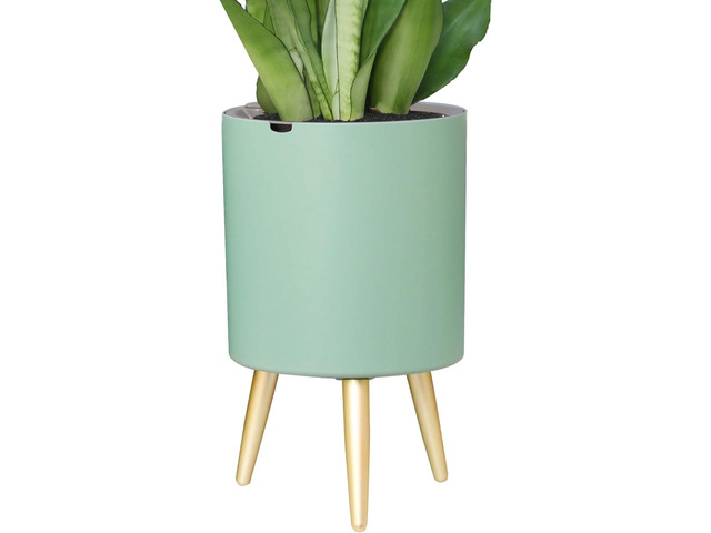 Oliz 7.8 Inch Planter Pot with Metal Craft Legs, Self Watering Planter Pots with Water Shortage Alarm Planter Pot for Indoor Outdoor Modern Planter...