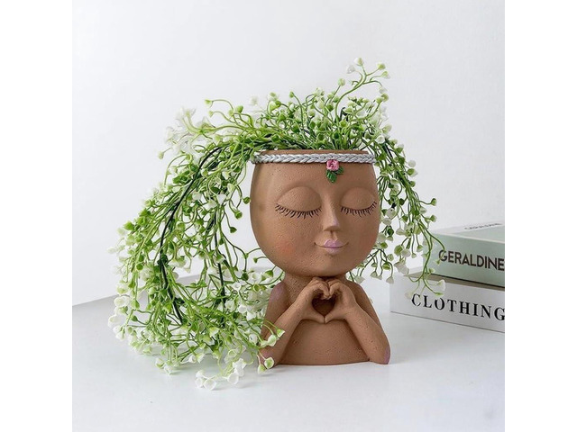 GAFBA Face Planter Cute Resin Cactus Spring Desk Decor for Indoor and Outdoor Plants Face Vase Home Office Decor Succulent Pots Easter Gift for...
