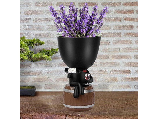 Wnsamoddy Funny Face Planter Pots with Drainage - Resin Head Flower Pot for Indoor Outdoor Succulents Cactus, Unique White Elephant Gifts for Wine...