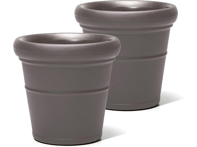 Step2 Claremont Tall Round Planter, Large Planters for Outdoor Plants, Gardening and Flower Pot for Patio or Porch, Efficient Drainage, Durable...