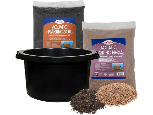 The Pond Guy Planting Tub Kit for Aquatic Plants with Soil & Media, Outdoor Water Garden Planter Pot for Lily, Lotus & Bog Plants, Large Tub Kit