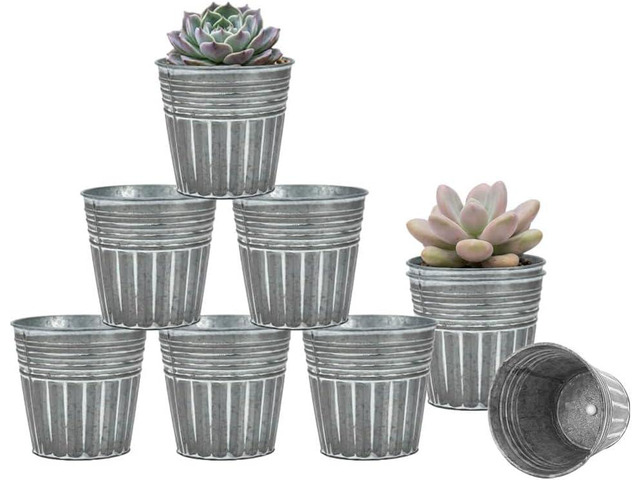 vensovo 3 Inch Metal Rustic Flower Pots - 9 Pcs Small Galvanized Planters with Drainage Hole and Rubber Plug, Rustproof Tin Bucket Plant Pot Indoor...