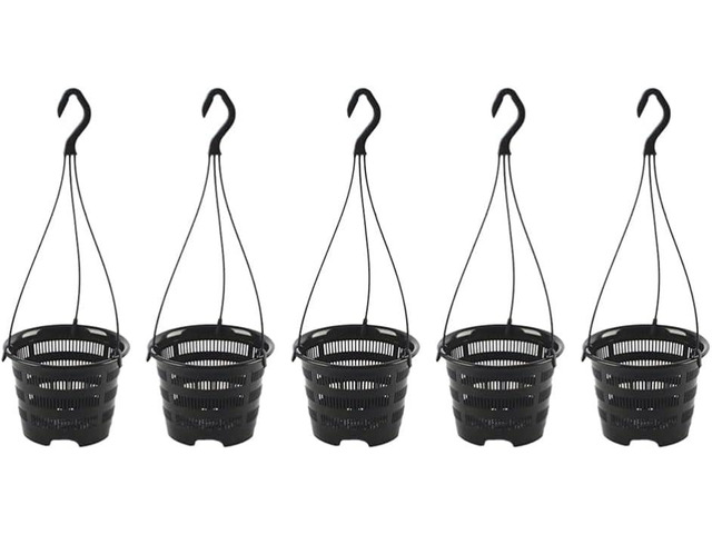Happyyami 5 Sets Hanging Plant Pot Plastic Orchid Planter with Hook Root Controlling Pot for Indoor Outdoor Balcony Patio Garden Home Decorations