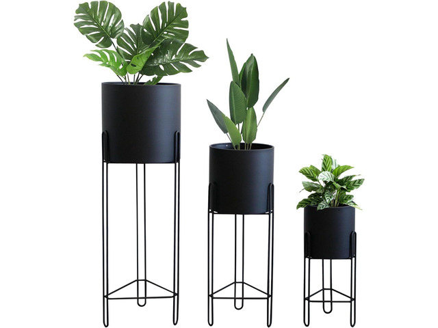 TRIROCKS Set of 3 Planters with Stand Indoor Otdoor Tall Planters for Indoor Plants 29 &18 &12' Morden Planters Flower Pots for Living Room Corner...