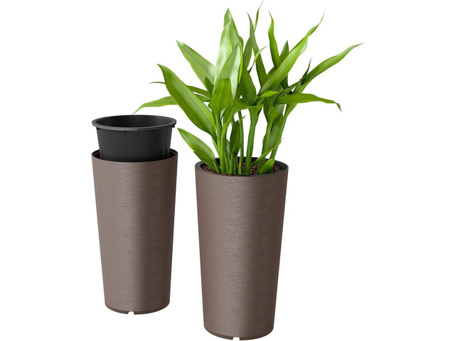 Outsunny 29 Inch Tall Planters for Outdoor Plants, Set of 2 Plastic Flower Pots with DIY Drainage Holes, Stackable Large Planters for Indoor...