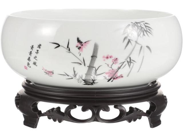 Angoily Lotus Bowl Planter, Water Lily Bowl, Water Lily Pot, Ceramic Planter Pot, Round Ceramic Hydroponic with Plastic Base, Classic Pottery.