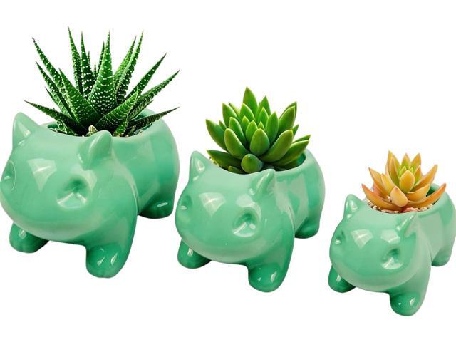 3 Pack Succulent Plant Pots, Ceramic Planters Mini Cute Animal Planters for Potted Plants Cactus Flowers Home Decor Crafts Gifts