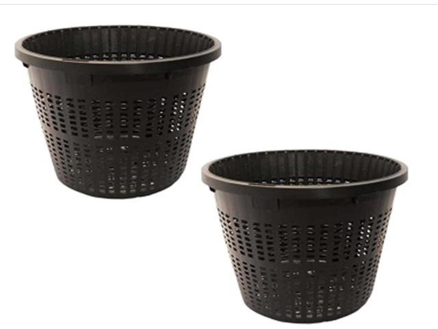 Pond H2o 8' (20cm) Round Water Garden Aquatic Plastic Mesh Pond Plant Flower Basket, Value 2 Pack, Planting Lily Pot Bin, Slotted Mesh Net Planter.
