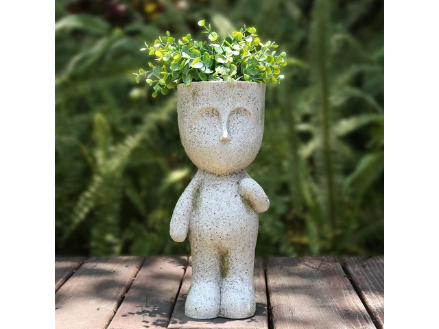FIMOFIDRE CYNOR Head Planter Face Planters for Indoor Plants Resin Plant Pots with Drainage Hole Unique Succulents Plants Live Outdoor Tree Man
