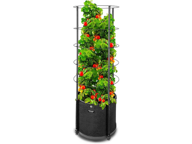 Outland Living Large Tomato Planter with Metal Trellis 68 Inch, 20 Gallon Fabric Pot with Drainage - Tall Cages for Climbing Outdoor Plants...
