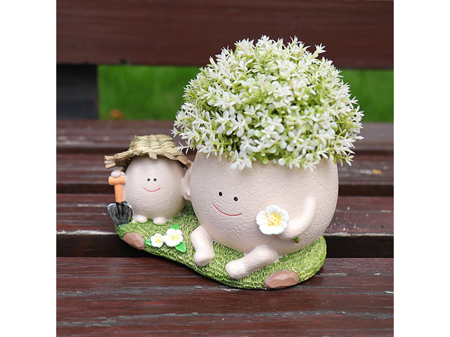 Cute Swing Resin Planter Pot with Drainage Cute Flower Pots for Succulents Plants Live Indoor Outdoor Planters for Houseplants Gift Large