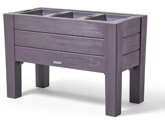 Step2 Lakewood Raised Planter Box, Large Planters for Outdoor Plants, Gardening and Flower Pot for Patio or Porch, Easy Drainage, Durable Plastic,...
