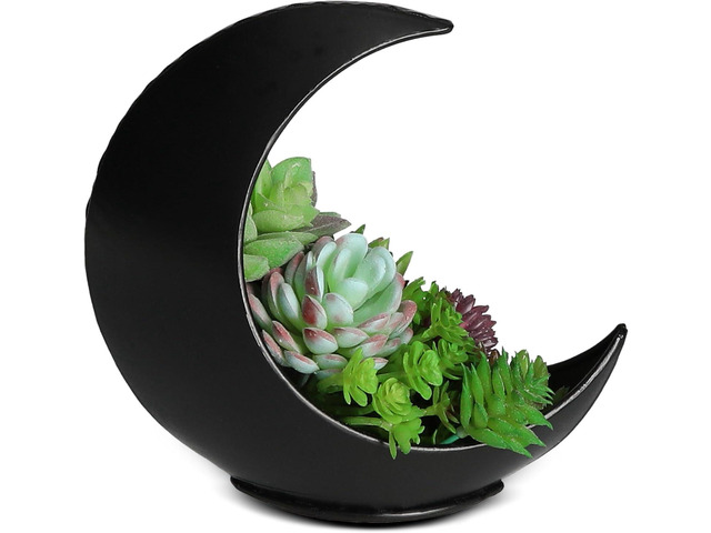 Table Planter - Desk Moon Planter Candle Holder - Boho Planters for Indoor Plants, Succulents, Air Plant, Cactus, Faux, Artificial Plants -Witchy...