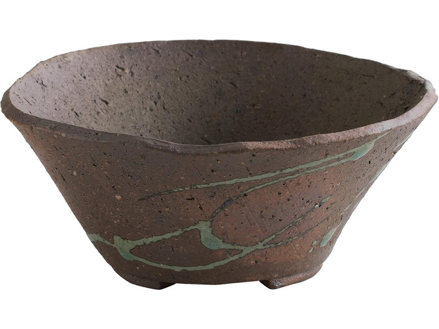 Wazakura Tokoname Series Handmade Ceramic Rustic Tatara Style Bonsai Pot with Drainage Hole 6.3 in (160mm) Made in Japan, Garden Planter, Flower...