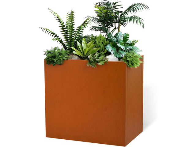 Corten Steel Rectangular Planter 30' L x 12' W x 24' H Tall Rusted Steel Outdoor Planter with Removable Insert Shelf for Outside, Indoor, Garden...