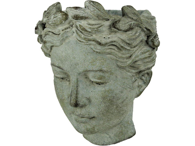 May Distressed Cement Classic Greek Lady Head Indoor/Outdoor Wall Mounted Planter