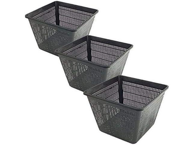 Pond H2o Water Garden Pond Slotted Mesh Plastic Square Aquatic Plant Basket, 11' (28cm), Set of Three (3) Planter Baskets Pots for Hydroponics,...