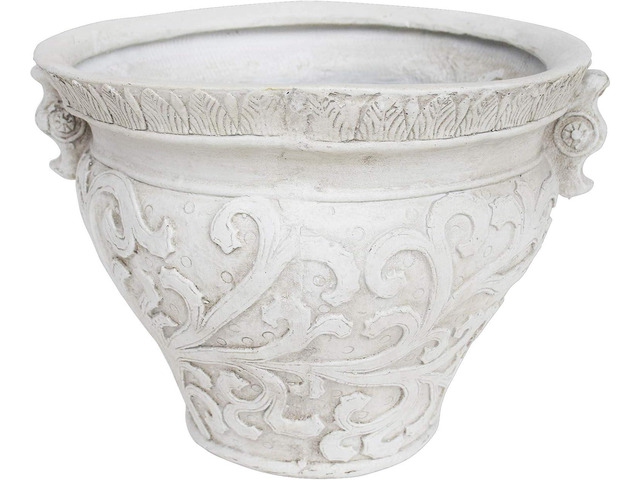 Great Deal Furniture Noble House Largo Outdoor Garden Urn Planter Pot in Antique White