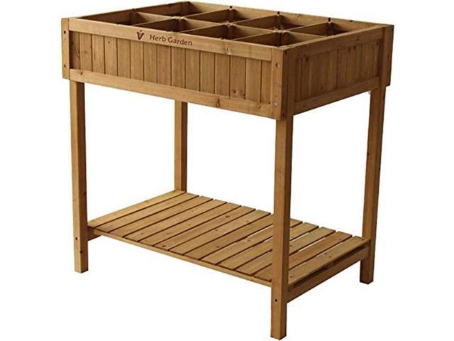 VegTrug Custom Herb Garden Planter Box, Natural Cedar Wood - Versatile Multi-Liner Raised Garden Bed with Storage Shelf for Patio, Balcony &.