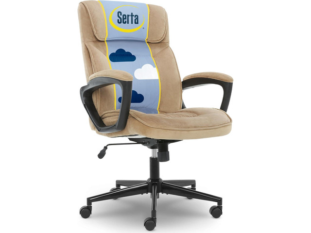 Serta Hannah Executive Home Office Desk Chair, Ergonomic Mid-Back with Lumbar Support, Firm Seat Cushion, Layered Body Pillows, Padded Armrests,...