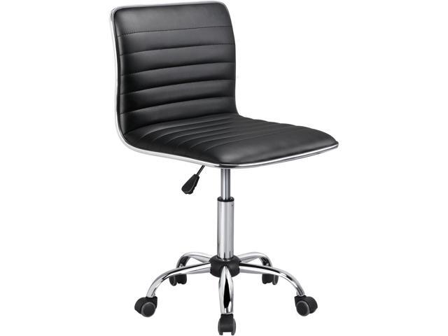 Yaheetech Ribbed Armless Office Chair Low Back PU Leather Swivel, Black Low back foam padded ribbed upholstery, adjustable height, full swivel,...