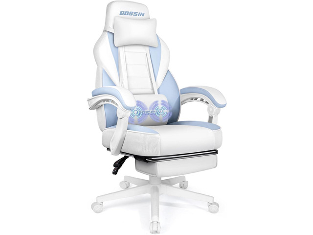 BOSSIN Gaming Chair with Massage, Ergonomic Heavy Duty Design with Footrest and Lumbar Support, Large Size Cushion High Back Office Chair, Big and...