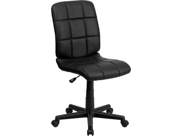 Flash Furniture Clayton Mid-Back Tufted Vinyl Upholstered Swivel Desk Chair with Padded Seat, Modern Adjustable Height Padded Office Chair, Black ...
