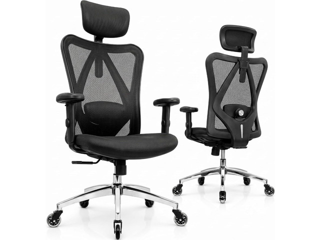 Duramont Ergonomic Office Chair Adjustable Desk Chair with Lumbar Support and Rollerblade Wheels High Back Chair with Breathable Mesh Thick...