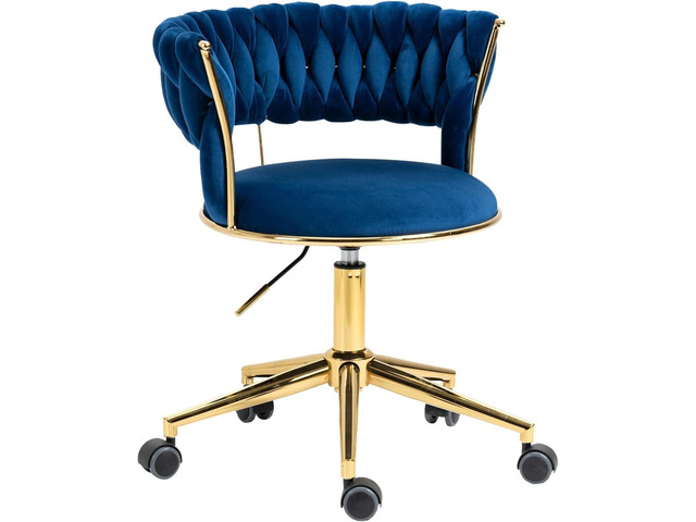 NIOIIKIT Velvet Office Desk Chair with Hand Woven Backrest, 360° Swivel & Height Adjustable Task Chairs, Makeup Chair, Living Room Chairs with...