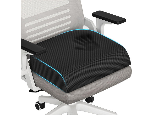 TranquilRelax Memory Foam Seat Cushion for Office Chair, 3-Inch, Black Medium-firm Support for Long Sitting, Washable Mesh Cover, Non-slip Base,...