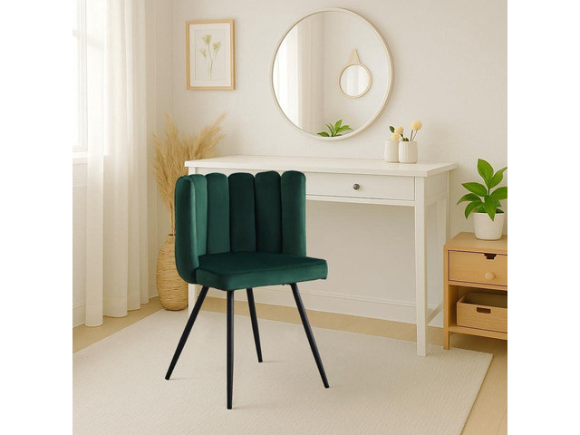 CLIPOP Vanity Chair with Back, Modern Small Accent Chair No Wheels, Velvet Makeup Vanity Chair with Metal Legs, Upholstered Home Office Desk Chair...