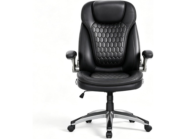 Office Chair Ergonomic Desk Chair-Executive Office Chair, High Back Computer Chair Flip-up Arms, Strong Metal Base, Swivel Rolling Leather Chair...