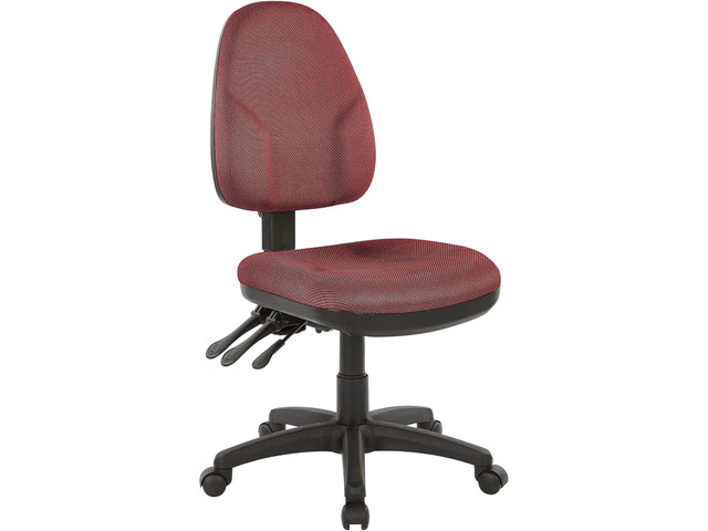 Office Star Ergonomic Dual Function Office Task Chair with Adjustable Padded Back and Built-in Lumbar Support, Armless, Diamond Wine Fabric