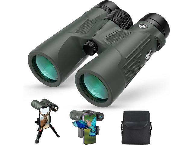 Gosky 10x42 Binoculars for Adults High Powered with Phone Adapter & Tripod Super Bright, BAK4 Prism, IPX7 Waterproof, for Bird Watching Hunting...