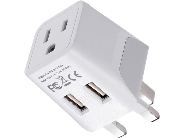 Ceptics UK Plug Adapter, 3 in 1 with Dual USB for UAE, Ireland, Hong Kong Plug Adapter Type G, Type G Travel Adapter for London, Hong Kong &...