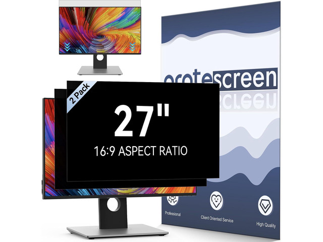 [2 Pack] Computer Privacy Screen 27 Inch for 16:9 Widescreen Monitor Removable Eye Protection Anti Glare Blue Light Filter, Anti Scratch Computer...
