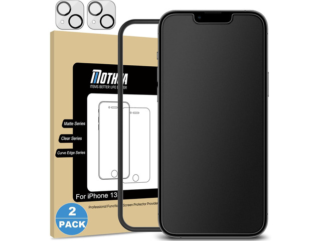 Mothca 2 Pack Matte Glass Screen Protector for iPhone 13 [6.1 inch] with 2 Pack Camera Lens Protector, Anti-Glare & Anti-Fingerprint Tempered Glass...