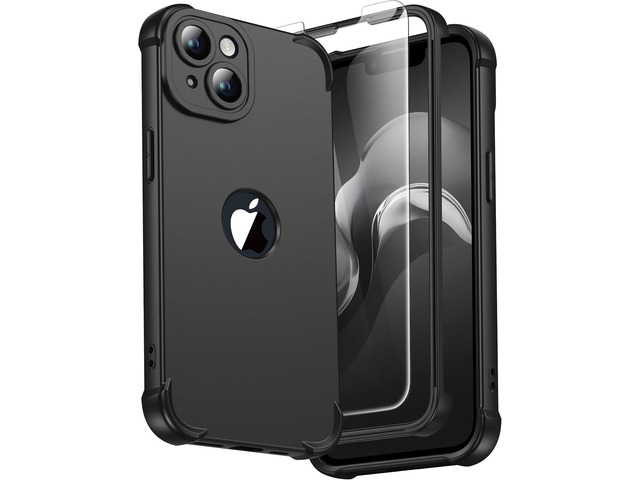 ORETECH 3 in 1 for iPhone 14 Plus Case with 2X Screen Protector,Black Full Body Shockproof Design Smooth Texture,15FT Military Grade, Camera Lens...