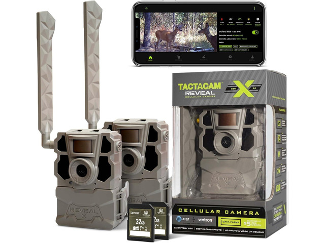 TACTACAM Reveal X Gen 2.0 LTE Cellular Trail Camera (2 PK) + Two 32GB SD Cards