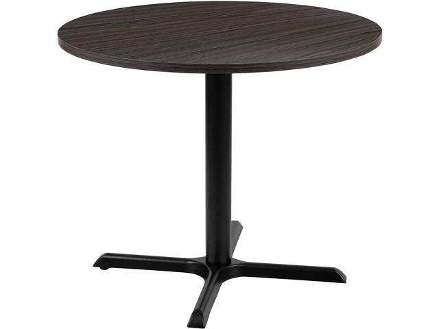Flash Furniture 36' Round Conference Table, Rustic Gray Cross Base, Multipurpose, Business Meeting Table